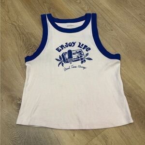 Old Navy White Tank Top with Blue Trim